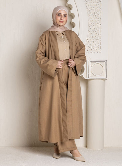 Coffee Jacquard Suit - Khotwh